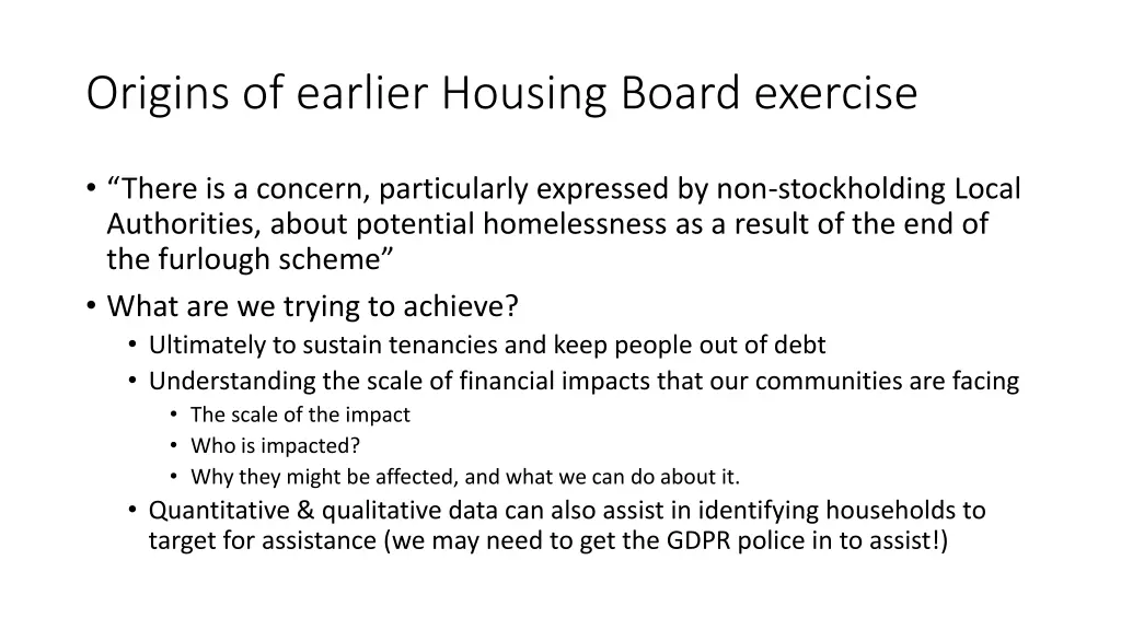 origins of earlier housing board exercise