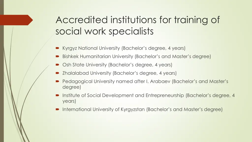 accredited institutions for training of social