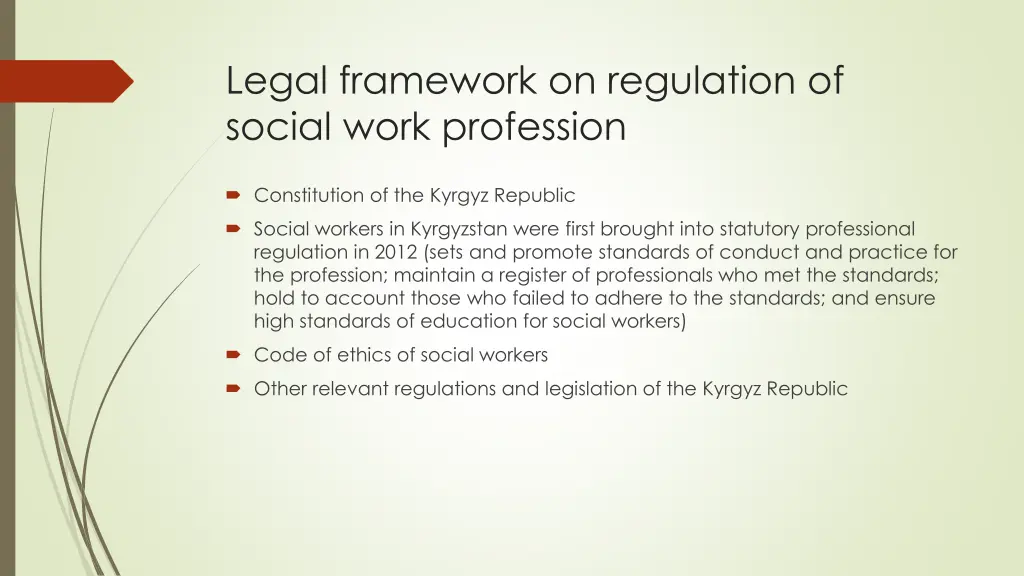 legal framework on regulation of social work