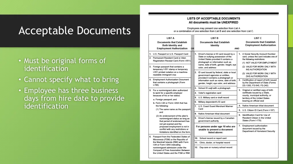 acceptable documents