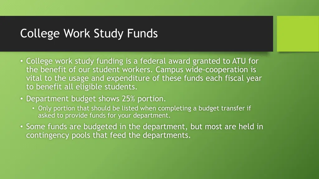 college work study funds