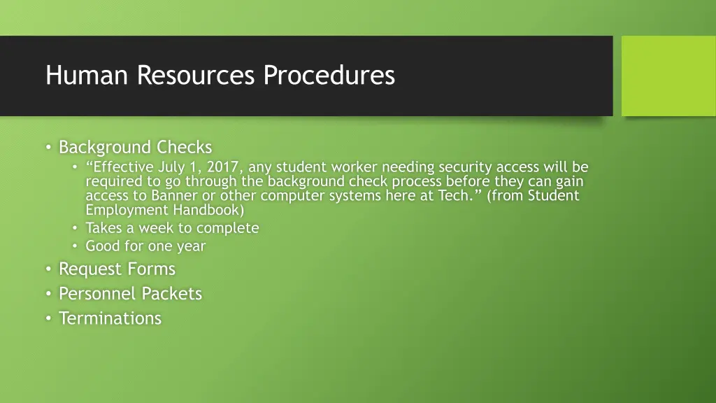 human resources procedures