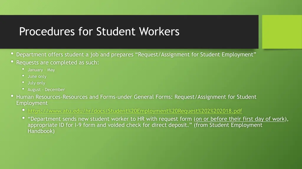 procedures for student workers