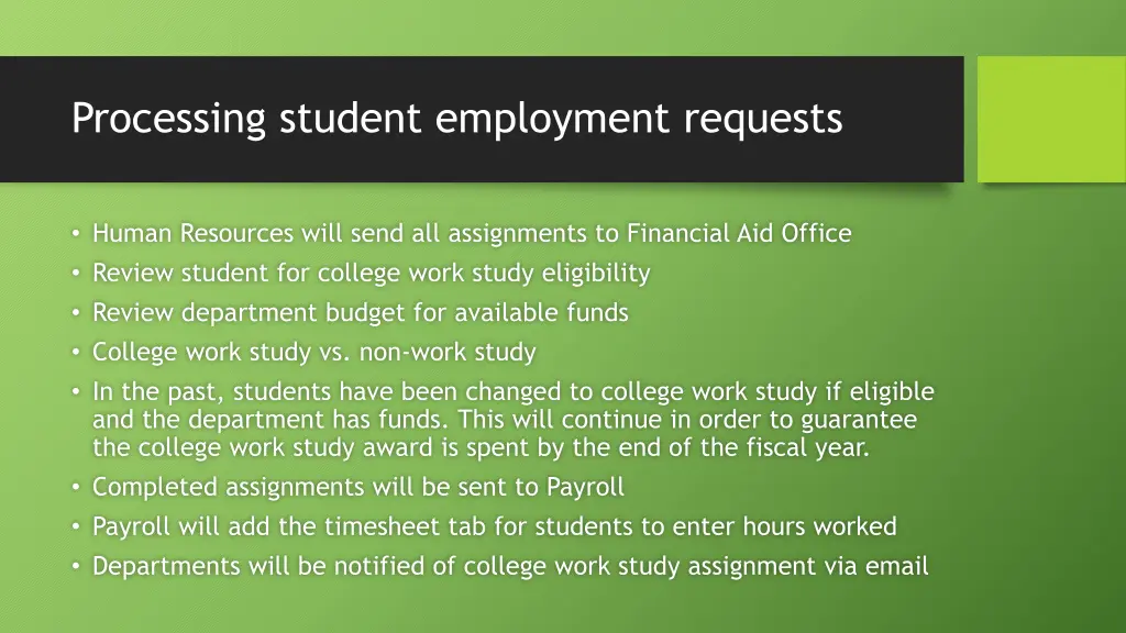 processing student employment requests