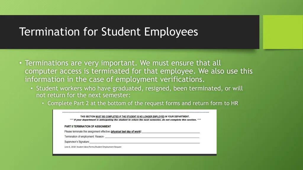 termination for student employees