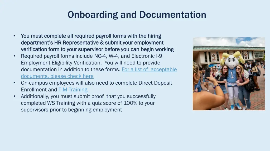 onboarding and documentation