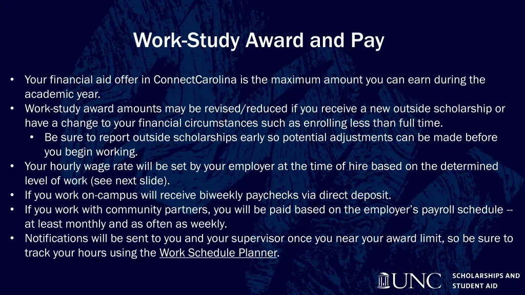 work study award and pay