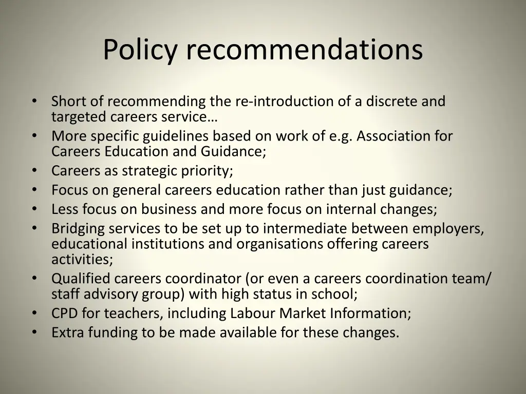 policy recommendations