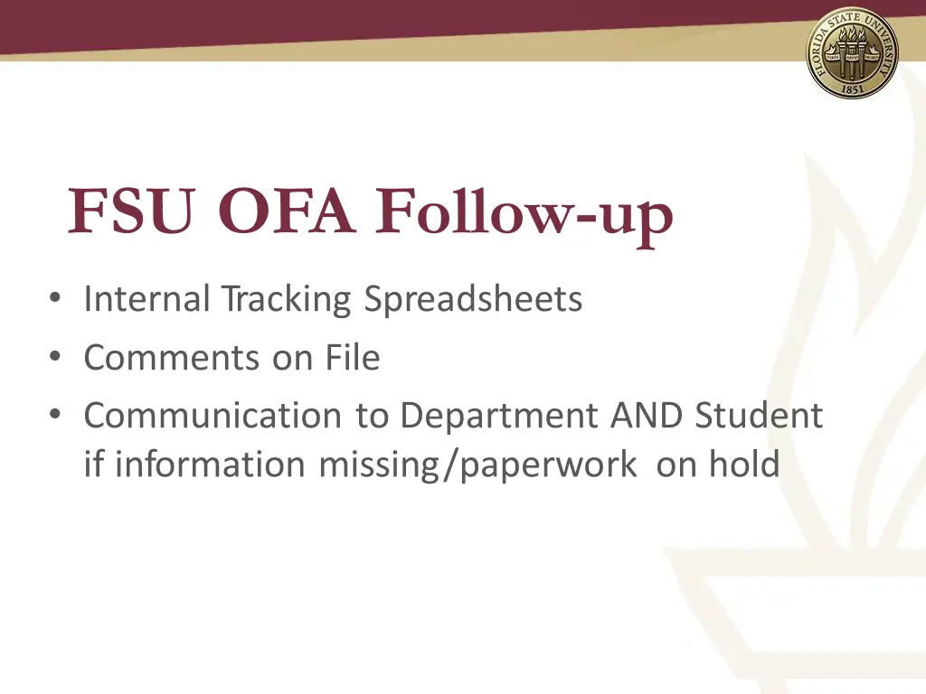 fsu ofa follow up