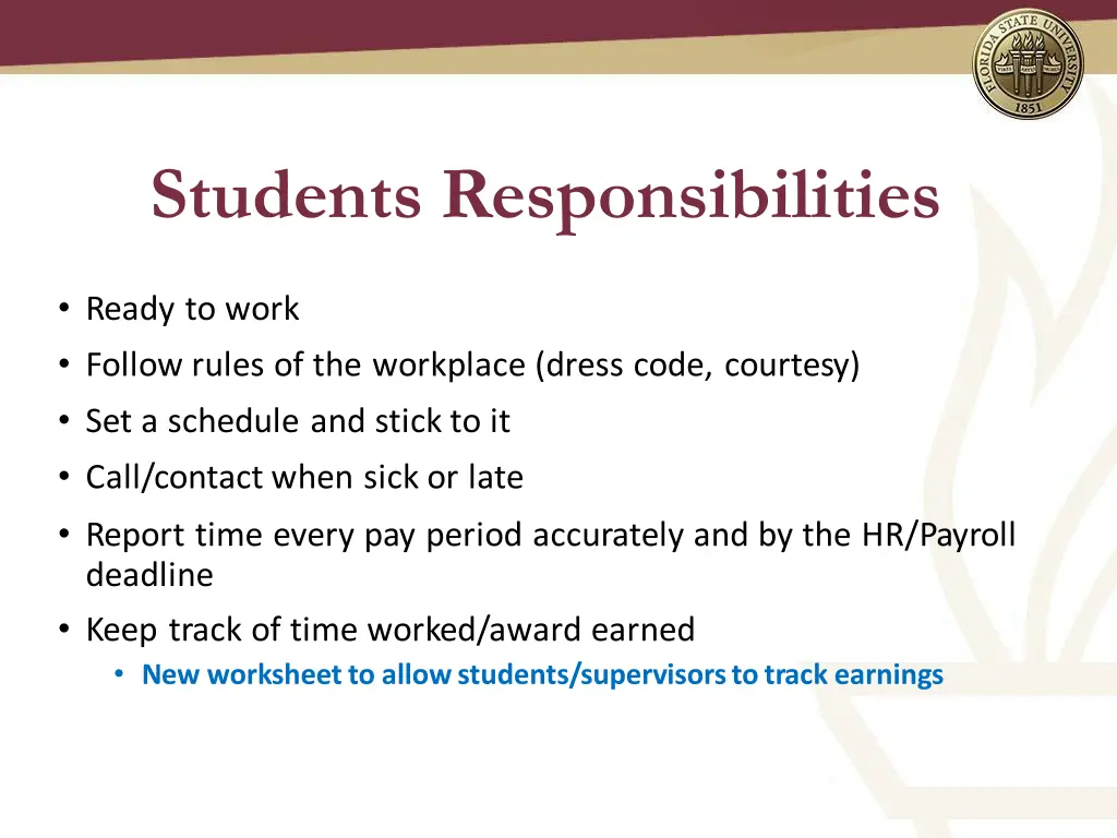 students responsibilities