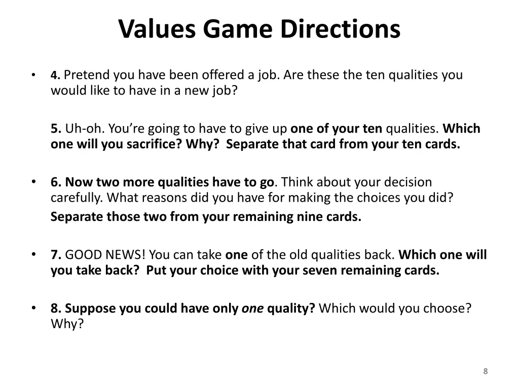 values game directions 1