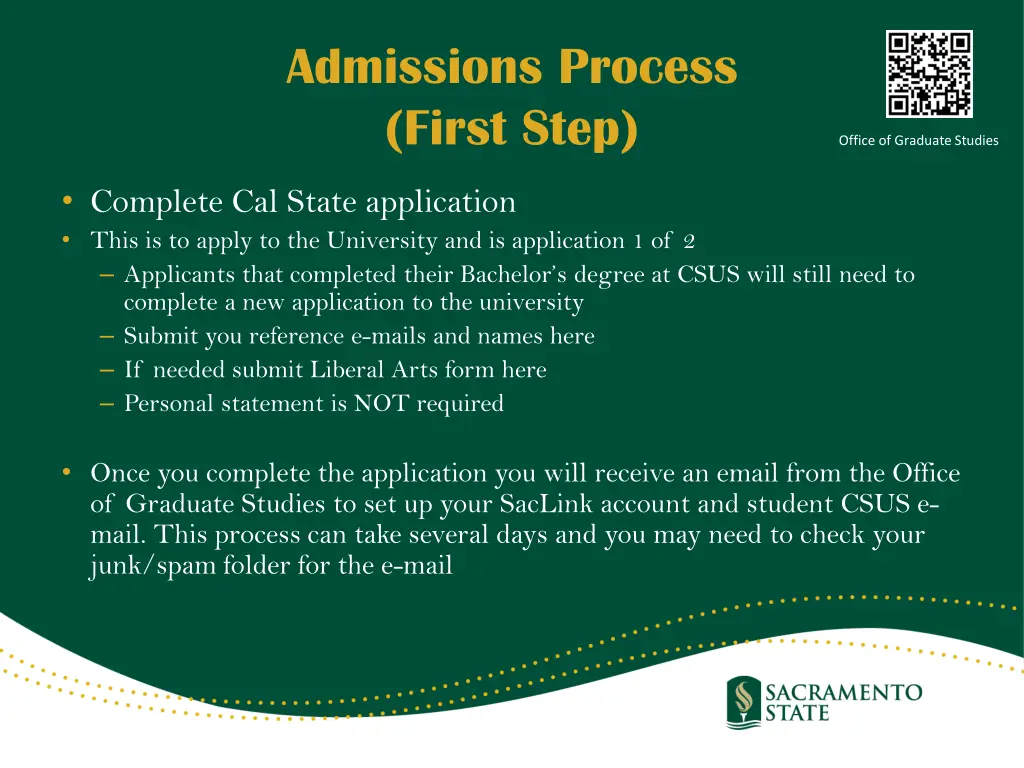 admissions process first step