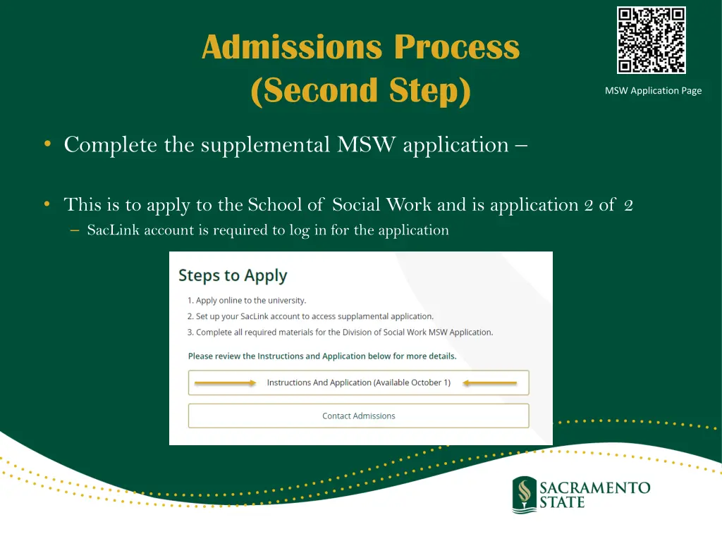 admissions process second step