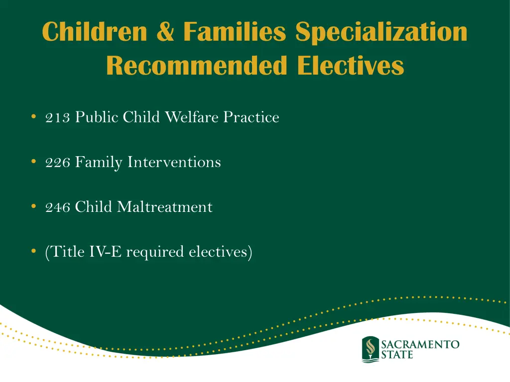 children families specialization recommended