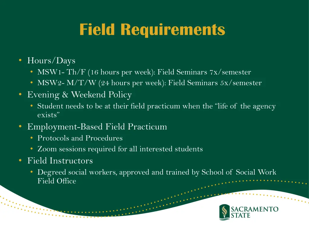 field requirements