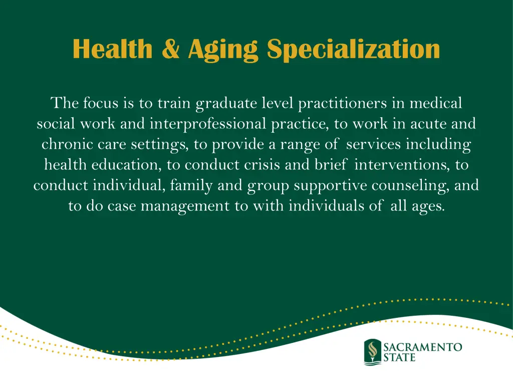 health aging specialization