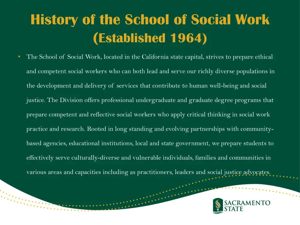 history of the school of social work established