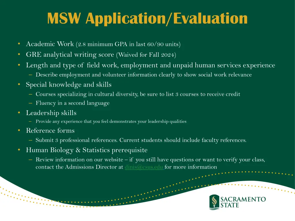 msw application evaluation