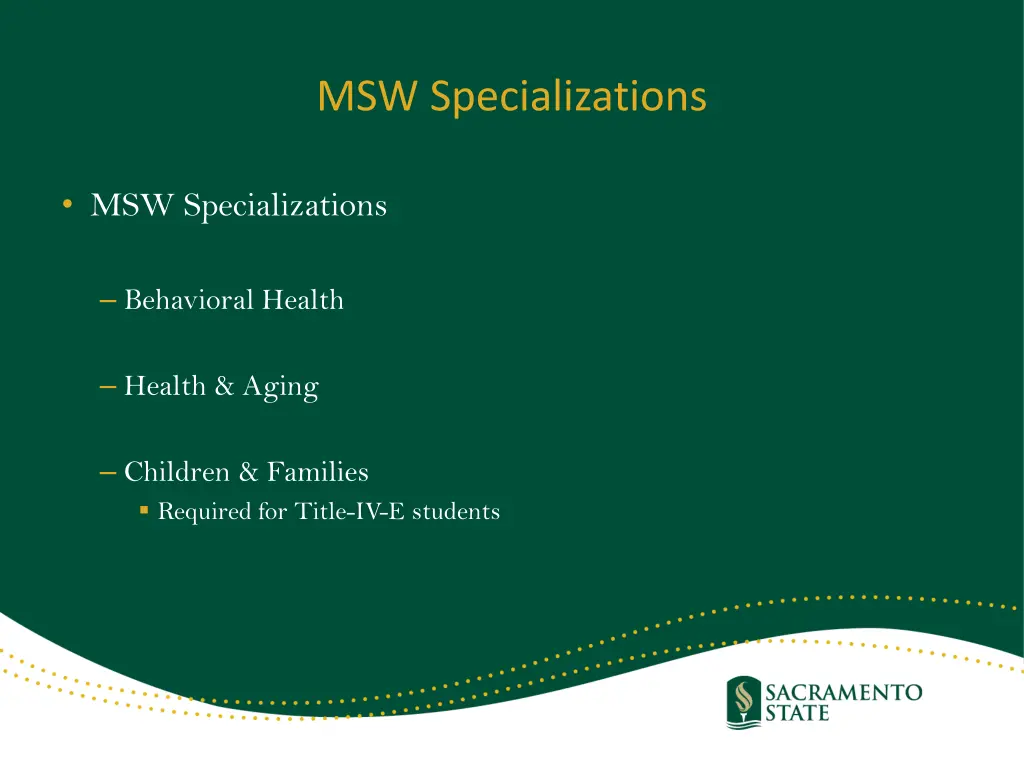 msw specializations