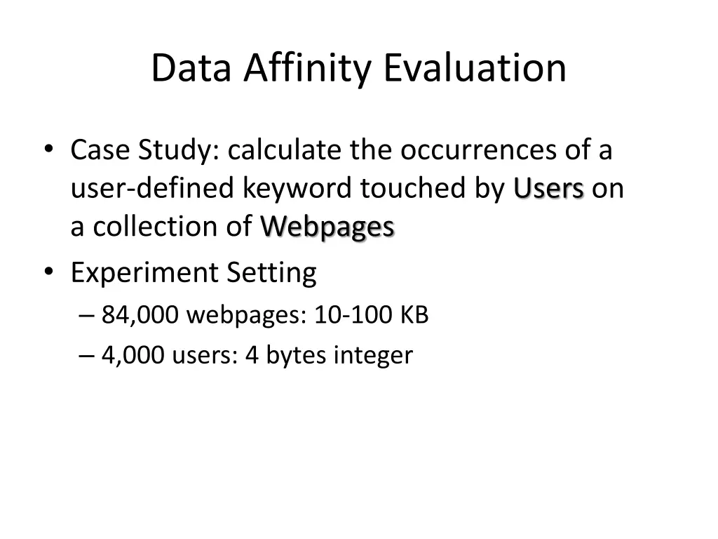 data affinity evaluation