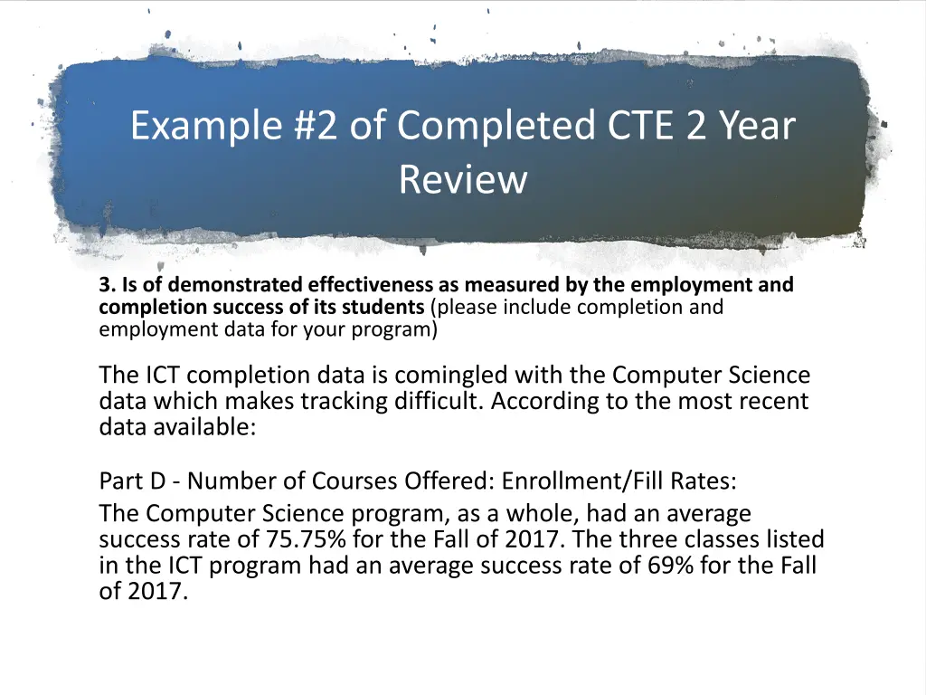 example 2 of completed cte 2 year review 2