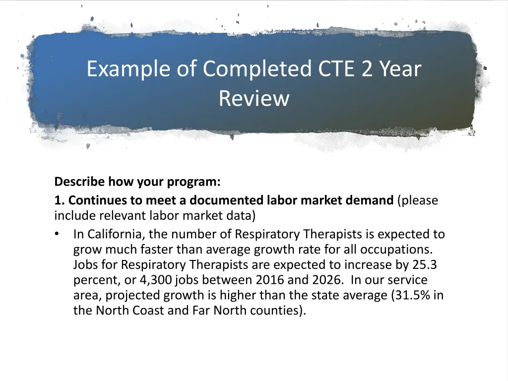 example of completed cte 2 year review