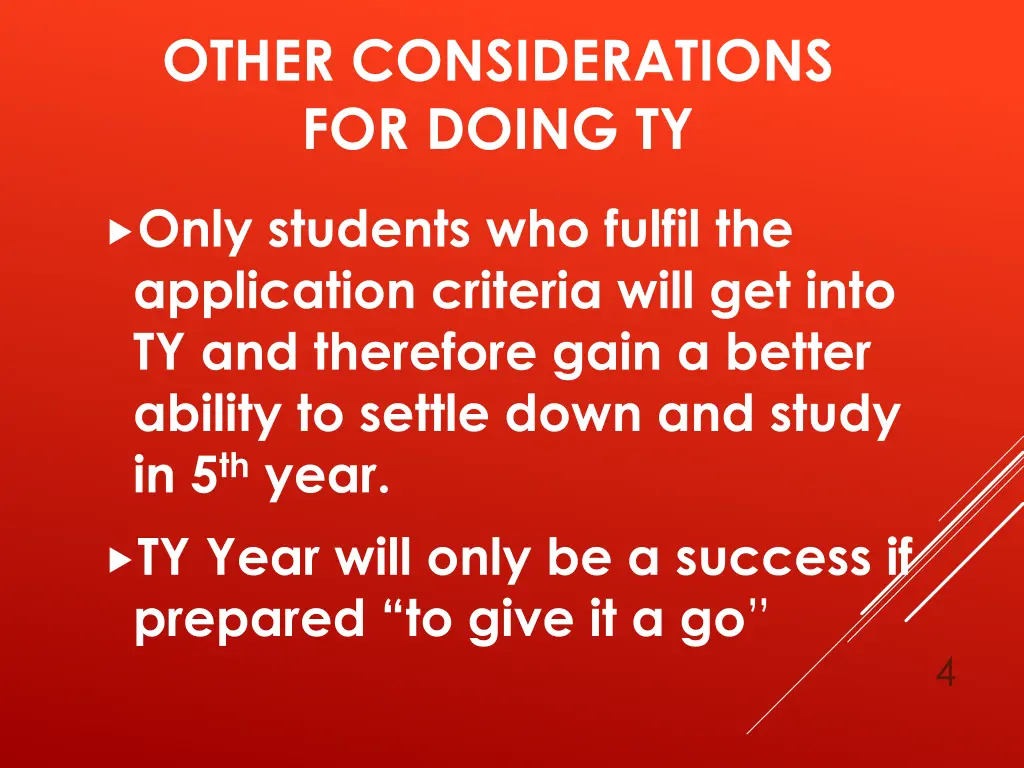 other considerations for doing ty