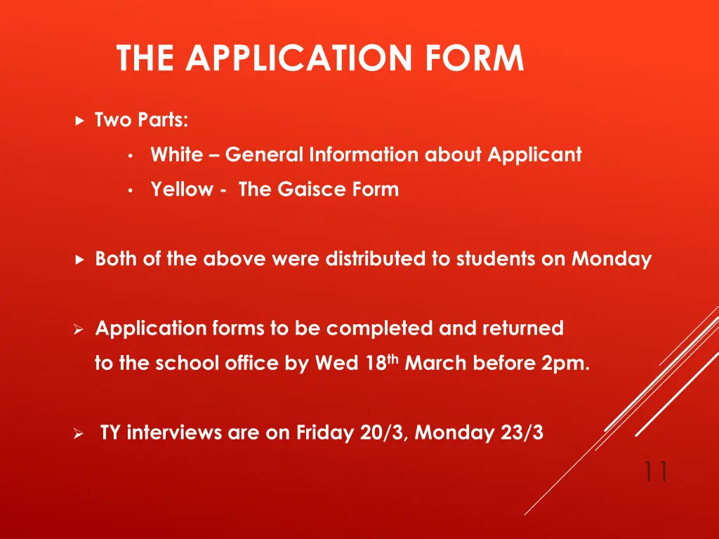 the application form