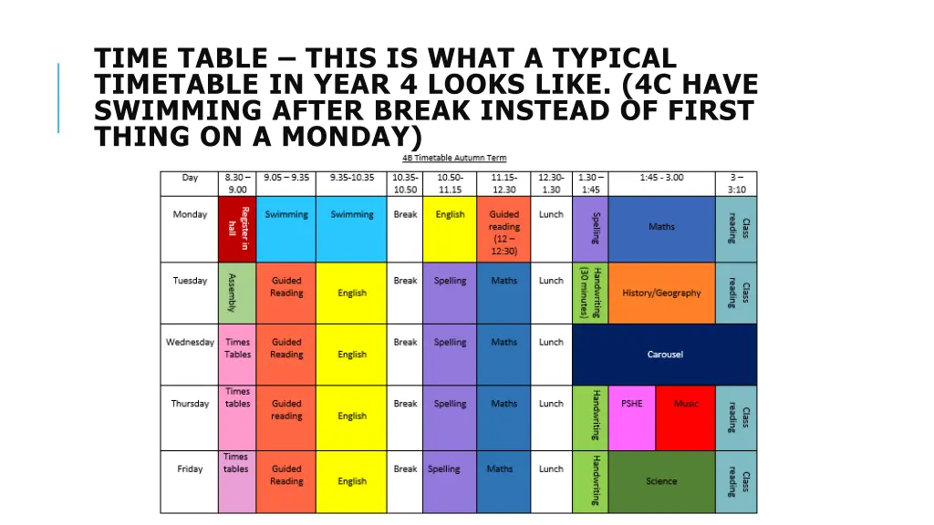 time table this is what a typical timetable