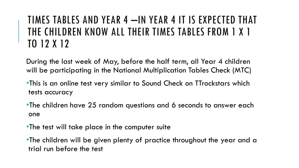 times tables and year 4 in year 4 it is expected