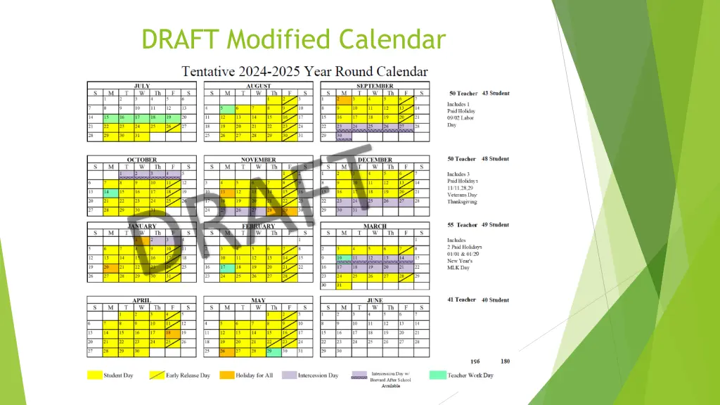 draft modified calendar