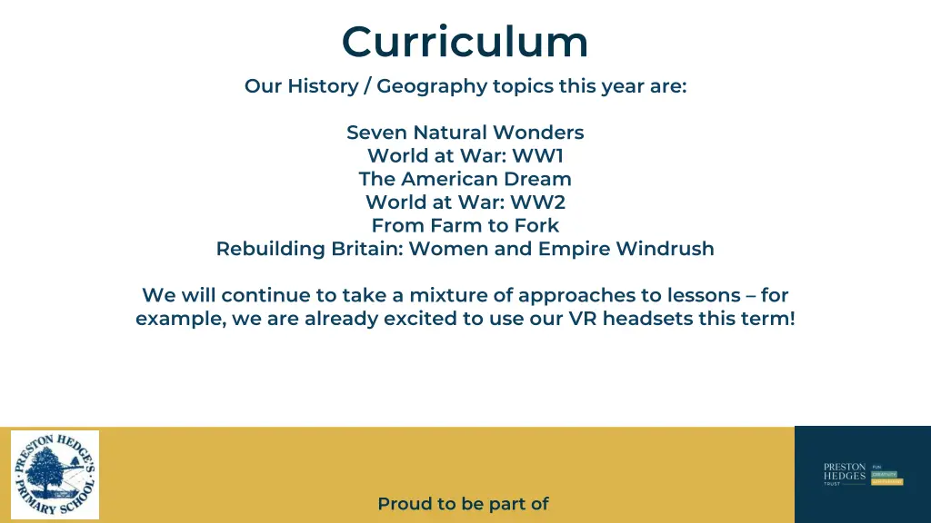 curriculum our history geography topics this year