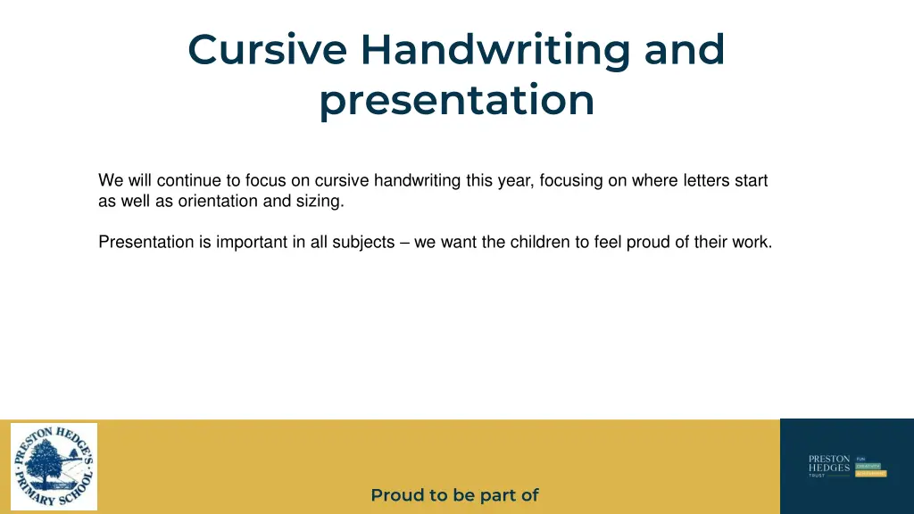 cursive handwriting and presentation