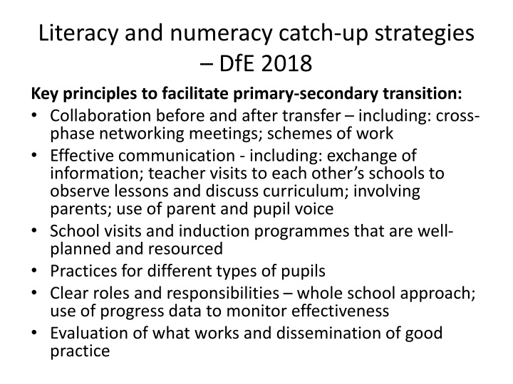 literacy and numeracy catch up strategies