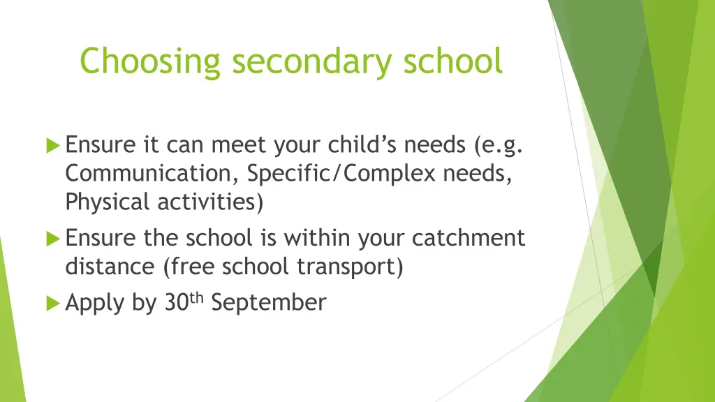 choosing secondary school