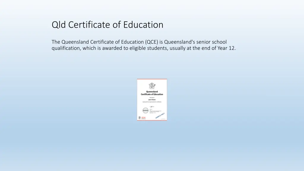 qld certificate of education