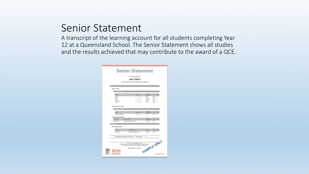 senior statement a transcript of the learning