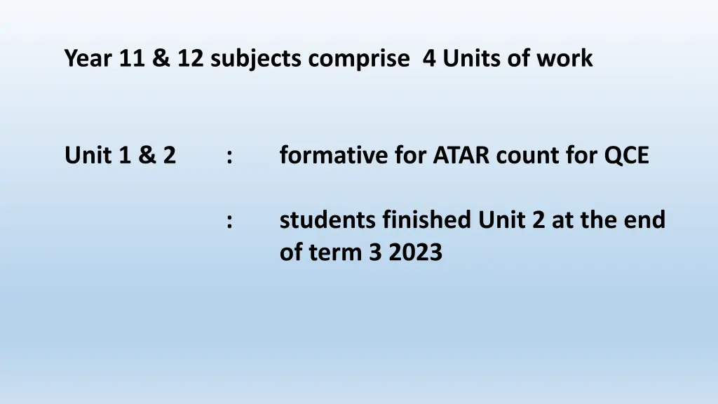 year 11 12 subjects comprise 4 units of work