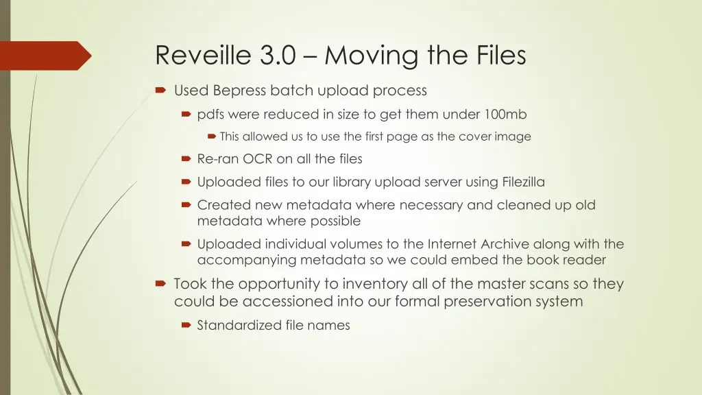 reveille 3 0 moving the files