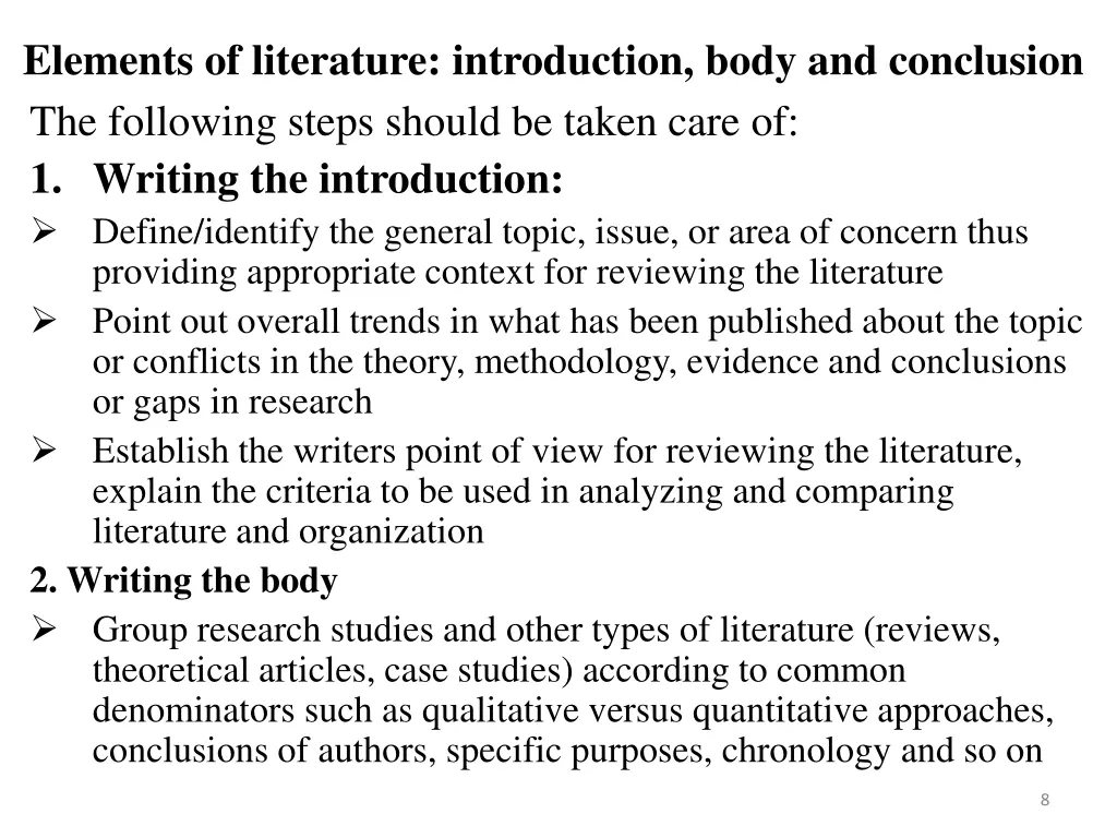 elements of literature introduction body