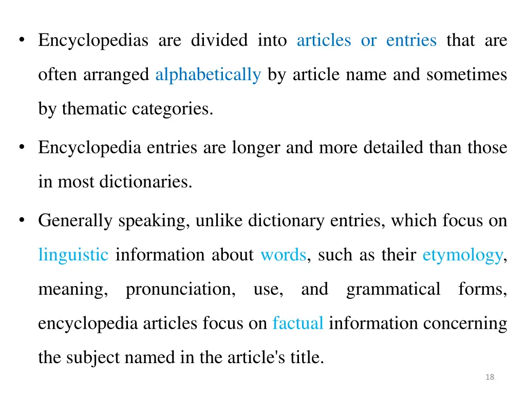 encyclopedias are divided into articles