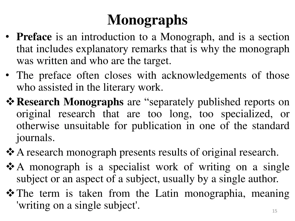 monographs