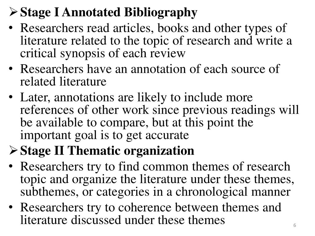 stage i annotated bibliography researchers read