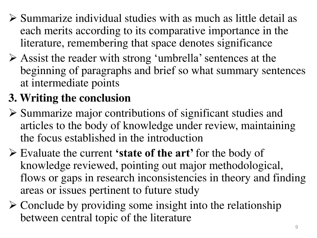 summarize individual studies with as much