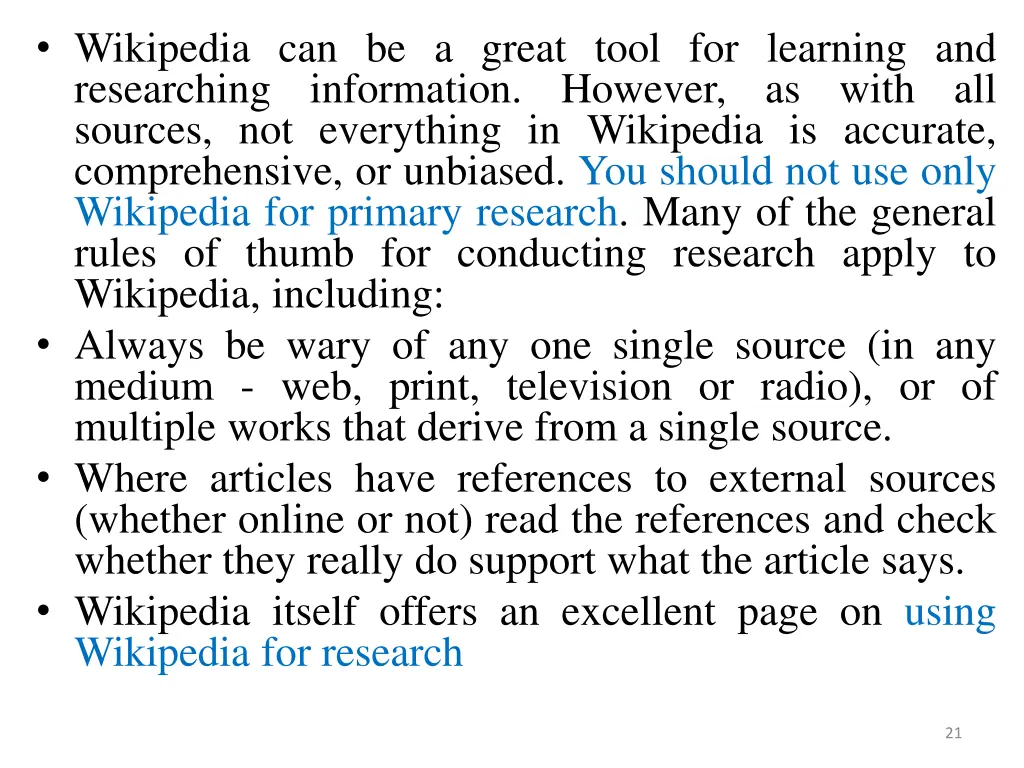 wikipedia can be a great tool for learning