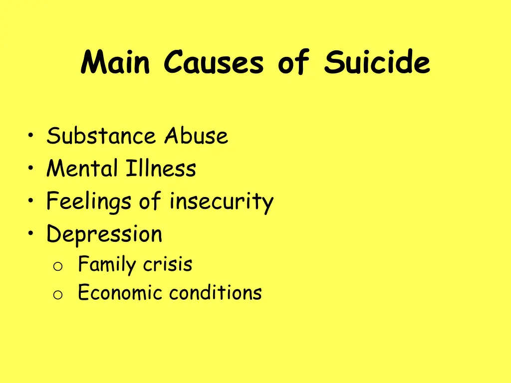 main causes of suicide