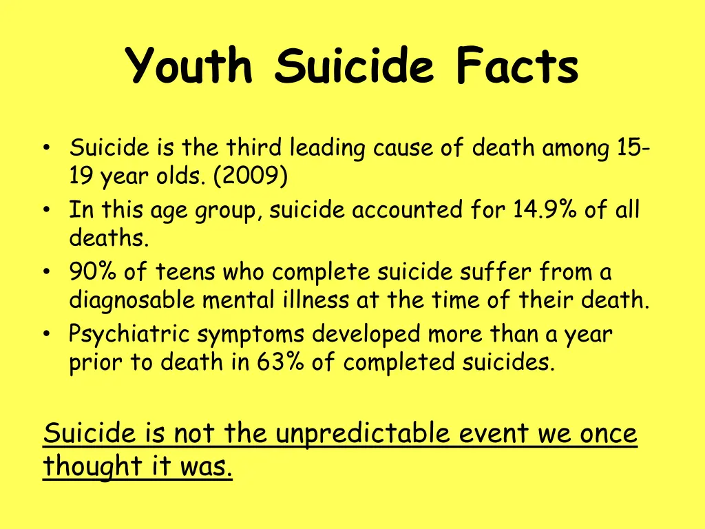 youth suicide facts