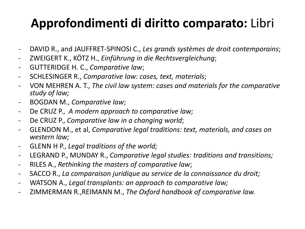 approfondimenti di diritto comparato libri