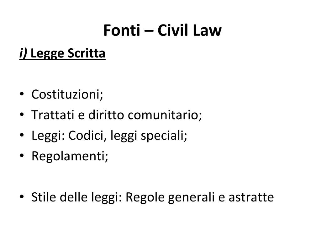 fonti civil law