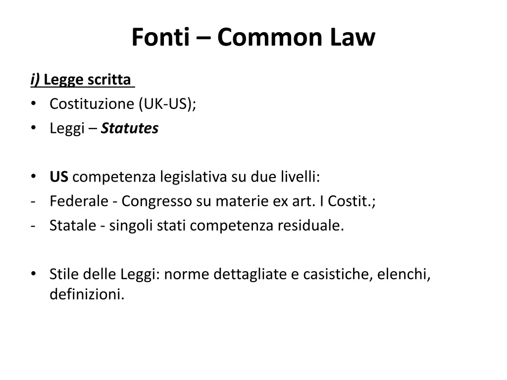 fonti common law